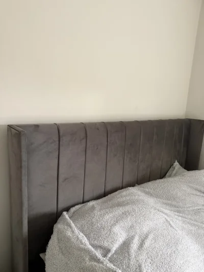 Dark Grey Velvet King Size Bed — image 2