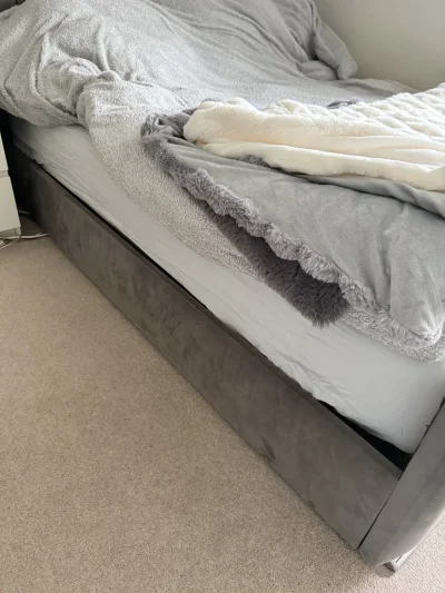 Dark Grey Velvet King Size Bed — image 3