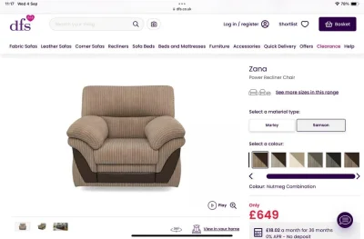 Dfs Zana power recliner chair — image 2