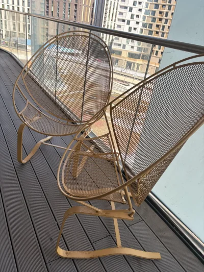 Set of 2 EMU Round style designer outdoor /indoor mesh rocking lounge chairs — image 5