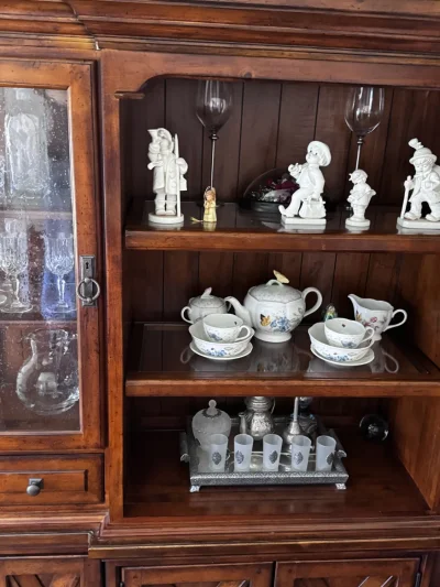 Elegant Vintage Cabinet with Glass Panels — image 2
