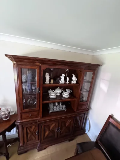 Elegant Vintage Cabinet with Glass Panels — image 3