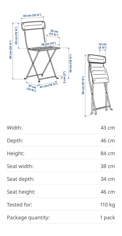 Stylish Modern Bistro Table and Folding Chairs Set in Sleek Black — image 3