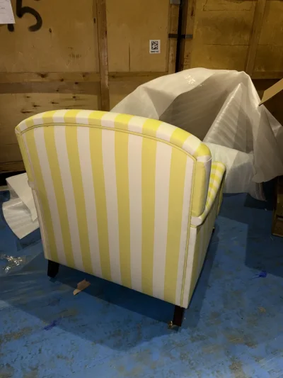 Vibrant Yellow Striped Modern Accent Chair - Perfect for Any Space — image 2