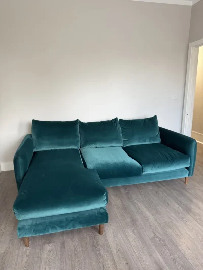Teal Loaf Feather Down L-Shape Sofa – Excellent Condition — image 2