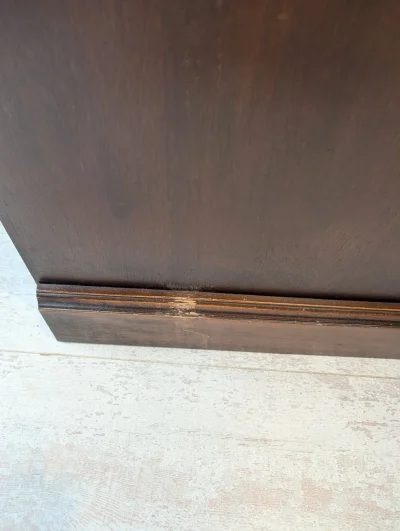 Vintage Wooden Cabinet with Drop-Down Top and Intricate Hardware — image 6