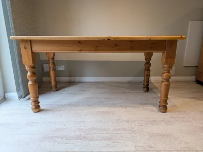 Charming Farmhouse Pine Dining Table with Drawer — image 3