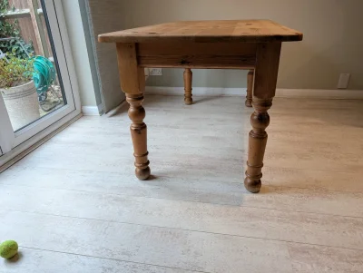 Charming Farmhouse Pine Dining Table with Drawer — image 4