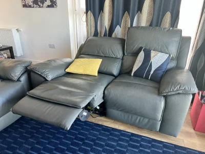 Two 2 Seater Electric Recliner Leather Sofa — image 5