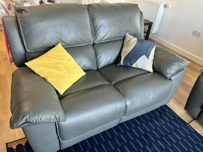 Two 2 Seater Electric Recliner Leather Sofa — image 3