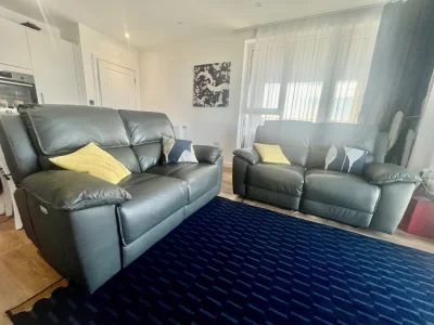 Two 2 Seater Electric Recliner Leather Sofa