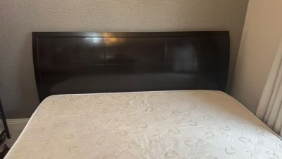 King-size bed with mattress and two side tables — image 2