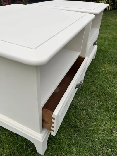 Charming Modernised Stag Bedside Units with Rabbit Handle and Leaf Design — image 3