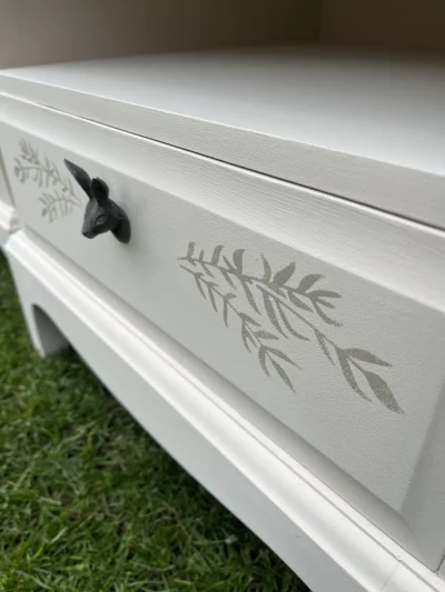 Charming Modernised Stag Bedside Units with Rabbit Handle and Leaf Design — image 5