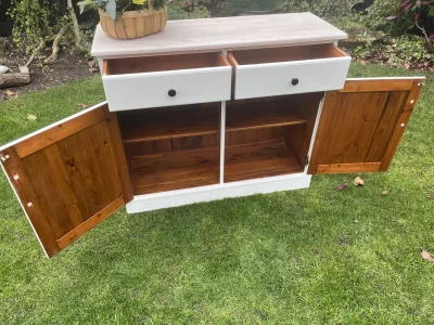 Charming Modern White Sideboard with Natural Wood Top — image 6