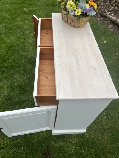 Charming Modern White Sideboard with Natural Wood Top — image 5