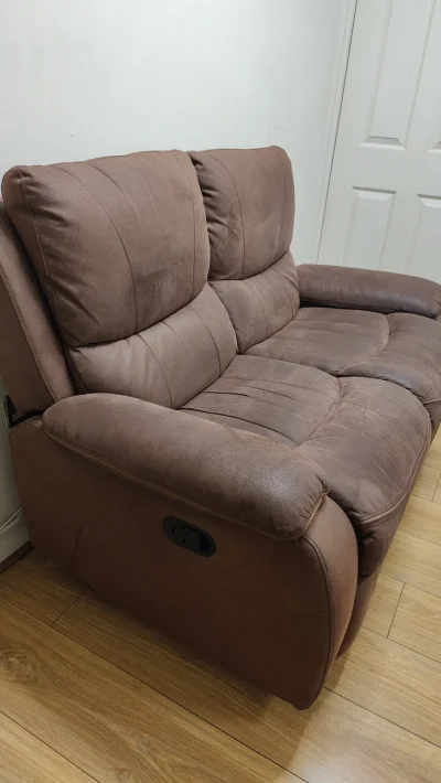 Microsuede Recliner Sofa and Footstool — image 6