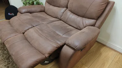 Microsuede Recliner Sofa and Footstool — image 5