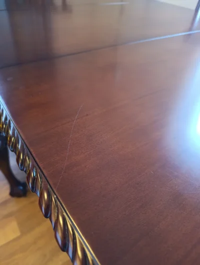 Chippendale-style dining set of an extendable table and four carved chairs — image 5