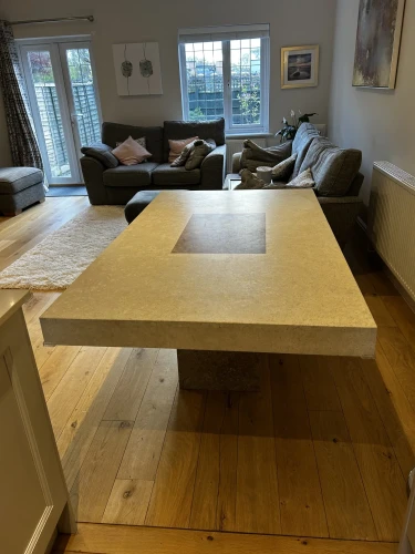 6-8 Seater Beige with brown taupe centre Marble dining table — image 5