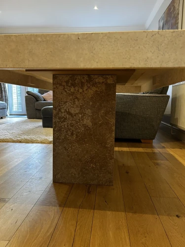 6-8 Seater Beige with brown taupe centre Marble dining table — image 6