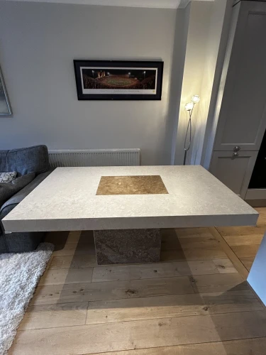 6-8 Seater Beige with brown taupe centre Marble dining table — image 3