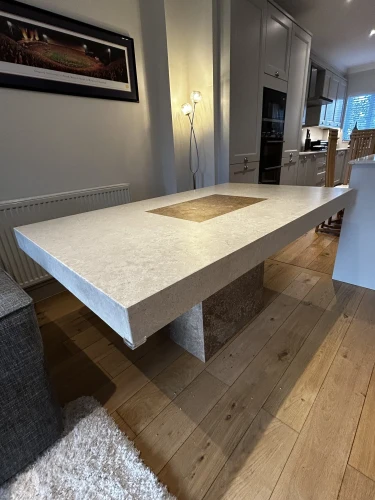 6-8 Seater Beige with brown taupe centre Marble dining table — image 2