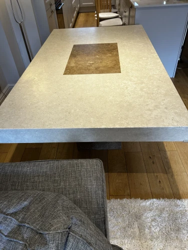 6-8 Seater Beige with brown taupe centre Marble dining table — image 4