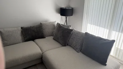Stylish Modern Grey Corner Sofa with Cushions — image 3