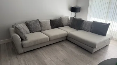 Stylish Modern Grey Corner Sofa with Cushions — image 2