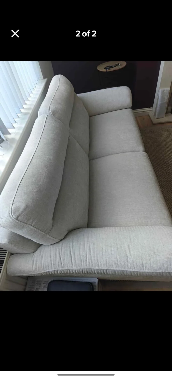 White 2 Seater Fabric Sofa