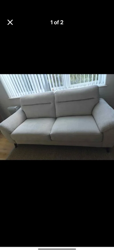 White 2 Seater Fabric Sofa — image 2