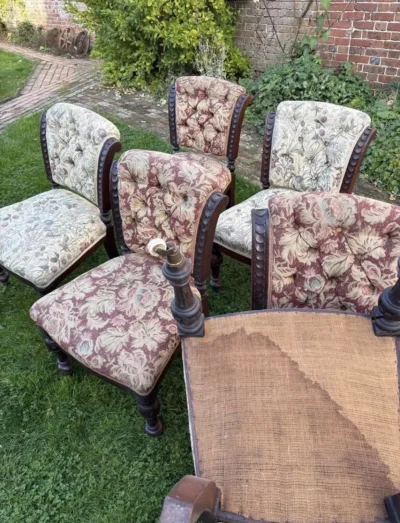 Set of 5 Floral Design Vintage Dining Chairs on Furnish Well