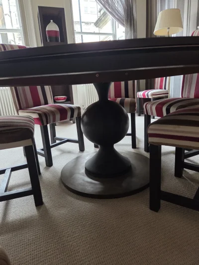 Large dark oak dining set — image 2
