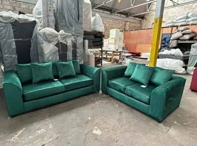 Modern brown leather sofa set with two pieces — image 6