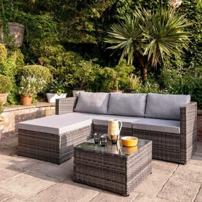 Weston 4 Seater Rattan Corner Sofa Set - Grey Weave — image 5