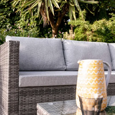 Weston 4 Seater Rattan Corner Sofa Set - Grey Weave — image 3
