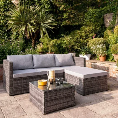 Weston 4 Seater Rattan Corner Sofa Set - Grey Weave — image 4