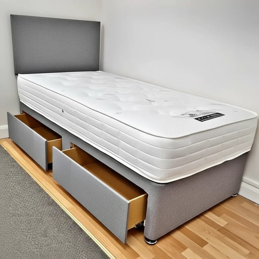 Single Bed With Mattress and Storage Drawers