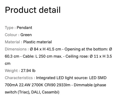 Marset Bohemia 84 Green LED Pendant — image 3