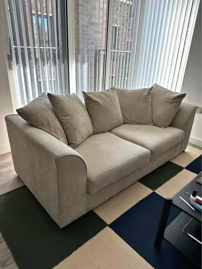 Beige / Cream 3 Seater Sofa Clube Sofa With Comfy Cushions Modular Sectional Couch !!! — image 3