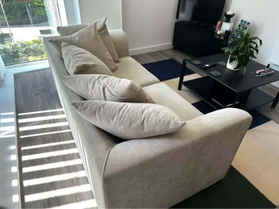 Beige / Cream 3 Seater Sofa Clube Sofa With Comfy Cushions Modular Sectional Couch !!! — image 4
