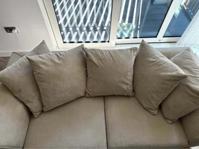 Beige / Cream 3 Seater Sofa Clube Sofa With Comfy Cushions Modular Sectional Couch !!! — image 5