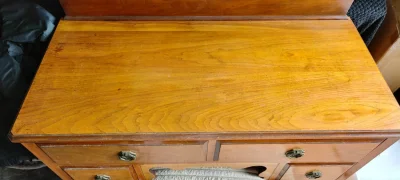 Antique Edwardian-Style Wooden Dressing Table with Mirror, Drawers and Stool — image 7
