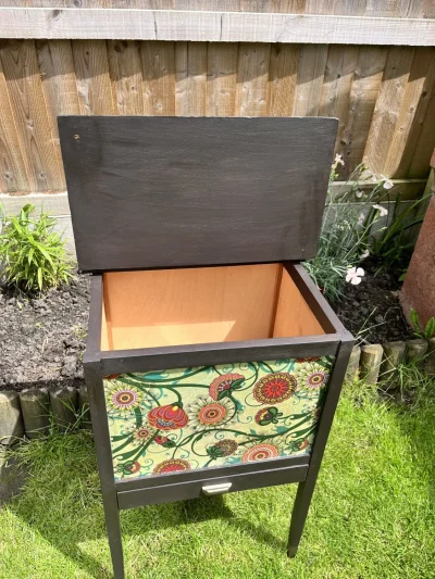Boho Floral Painted Side Table • Upcycled Furniture • Colourful Accent Table • Hand Painted Drawer • Eclectic Home Decor — image 5
