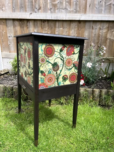 Boho Floral Painted Side Table • Upcycled Furniture • Colourful Accent Table • Hand Painted Drawer • Eclectic Home Decor — image 4
