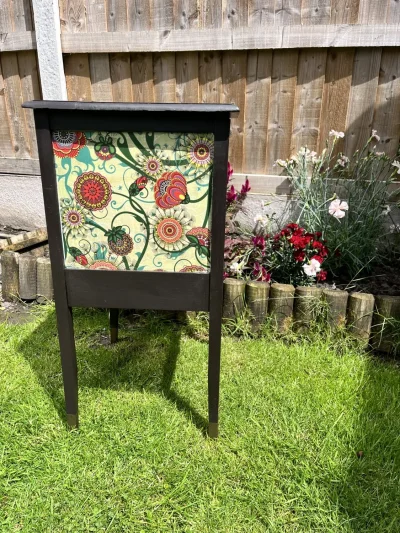 Boho Floral Painted Side Table • Upcycled Furniture • Colourful Accent Table • Hand Painted Drawer • Eclectic Home Decor — image 2