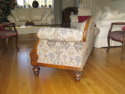 Antique chaise longue with intricate upholstery — image 3