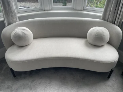 Daals Curved two-seater fabric sofa in light grey — image 3