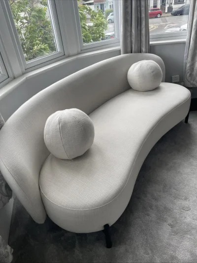 Daals Curved two-seater fabric sofa in light grey — image 2